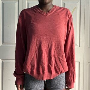 Red v-neck sweater